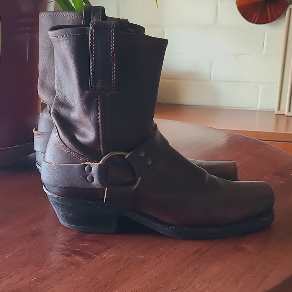 Frye Dark Brown Leather Moto Boots - Picture 6 of 13